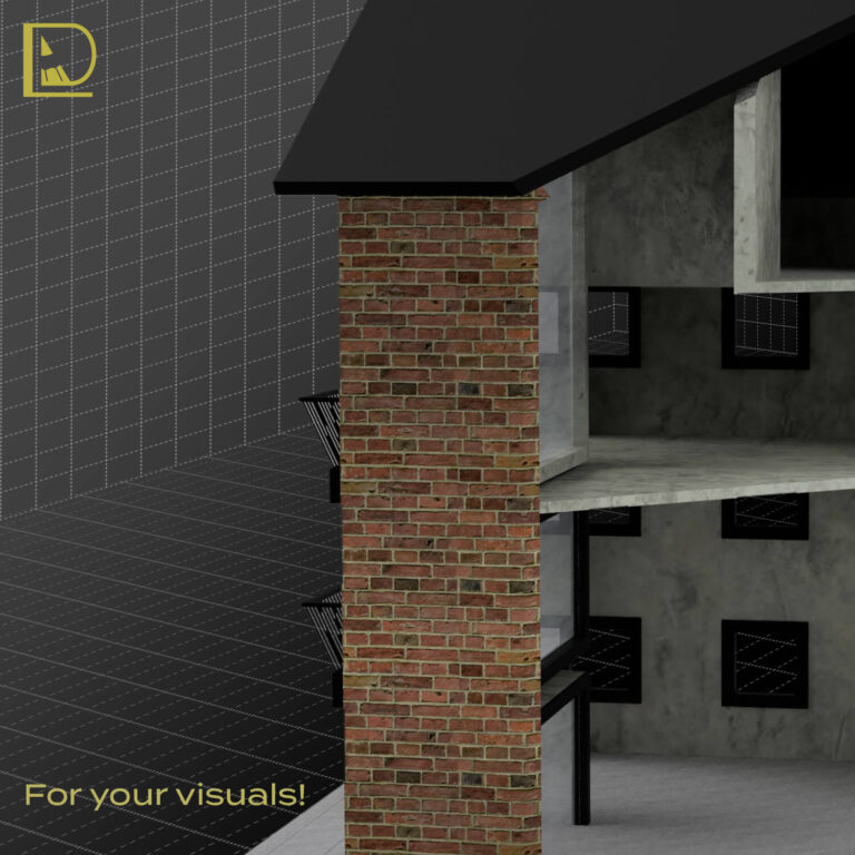 3D section view of a four-story rental building with light brown brick walls and elegant balconies, showcasing its aesthetic appeal and functionality as a desirable rental property.